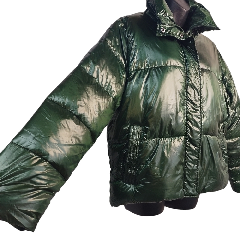 RACHEL Rachel Roy Women's Green Faux Down Puffer Jacket Size M NWT - Picture 8 of 13